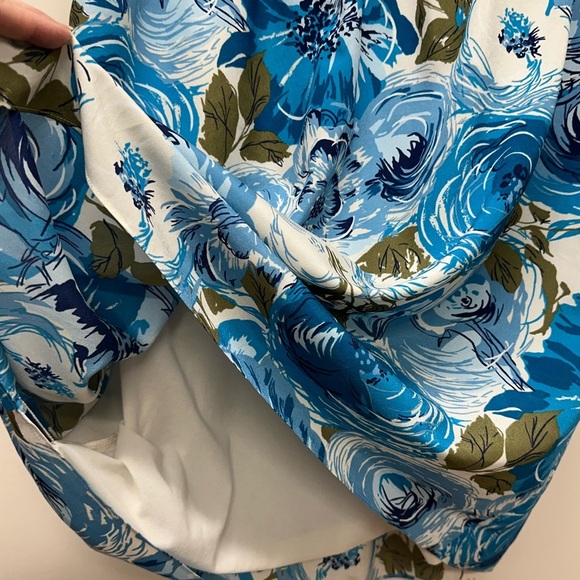 Loft Women’s Dress Sleeveless Sz 14 Empire Waist Floral Blue Sundress - Picture 5 of 6